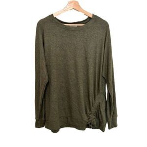 Market &‎ Spruce Drawstring Brushed Knit Top Womens Size 1X Long Sleeve Green